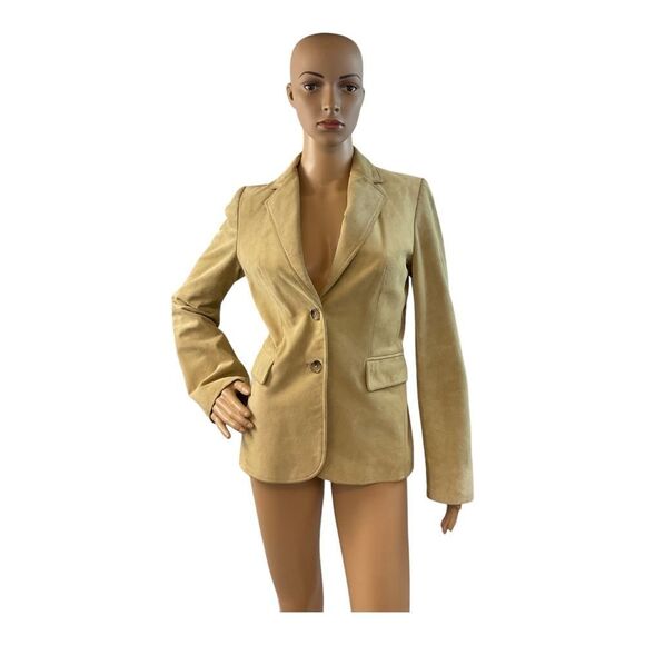 Banana Republic Women's Beige Tan Suede Leather Blazer Jacket Size 4 - Picture 2 of 15